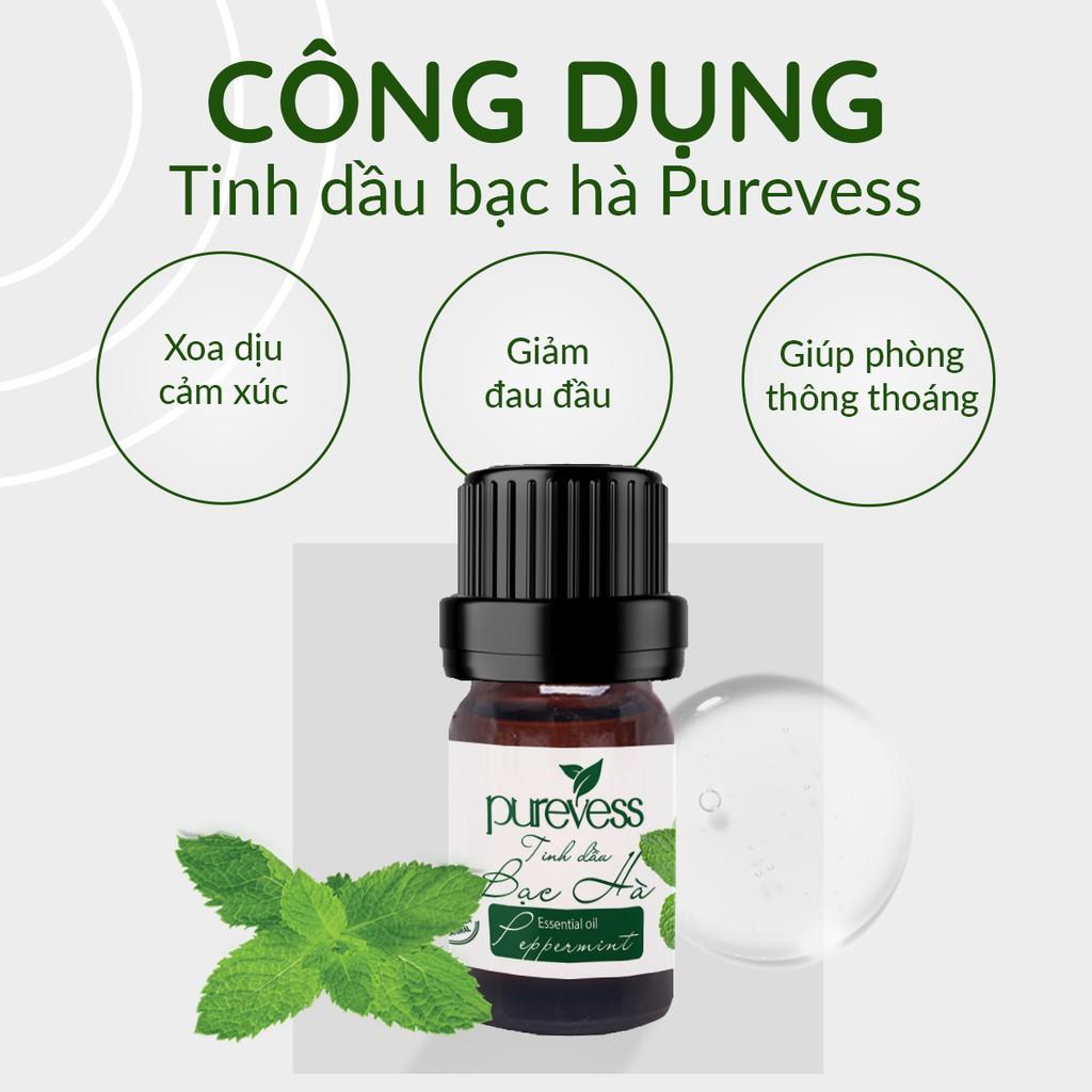 Tinh dầu Bạc Hà Purevess, thiên nhiên nguyên chất, giúp thư giãn và đuổi muỗi. 30ml