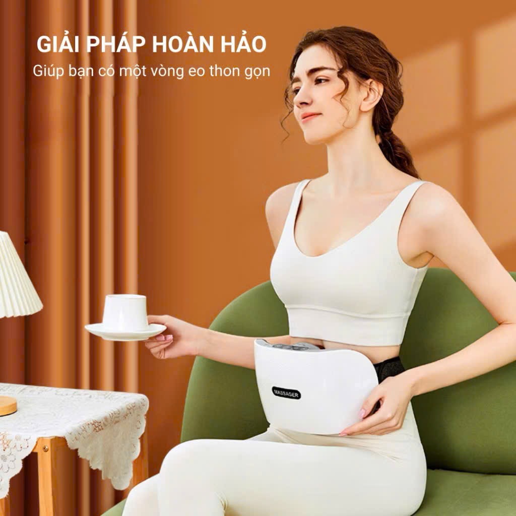 ￼Máy Massage Bụng Lưng Đùi Pin Sạc Tích Hợp Đá Nóng Himalaya Hỗ Trợ Giảm Mỡ Bụng Đai Mát Xa Bụng Eo Lưng