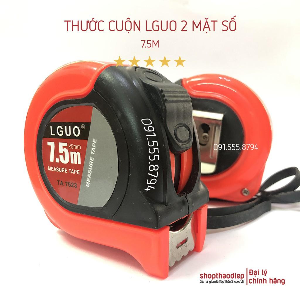 Thước Cuộn 5m - 7.5m LGUO 2 mặt số bản 25mm, Thước Dây LGUO Số To và Lỗ Ban