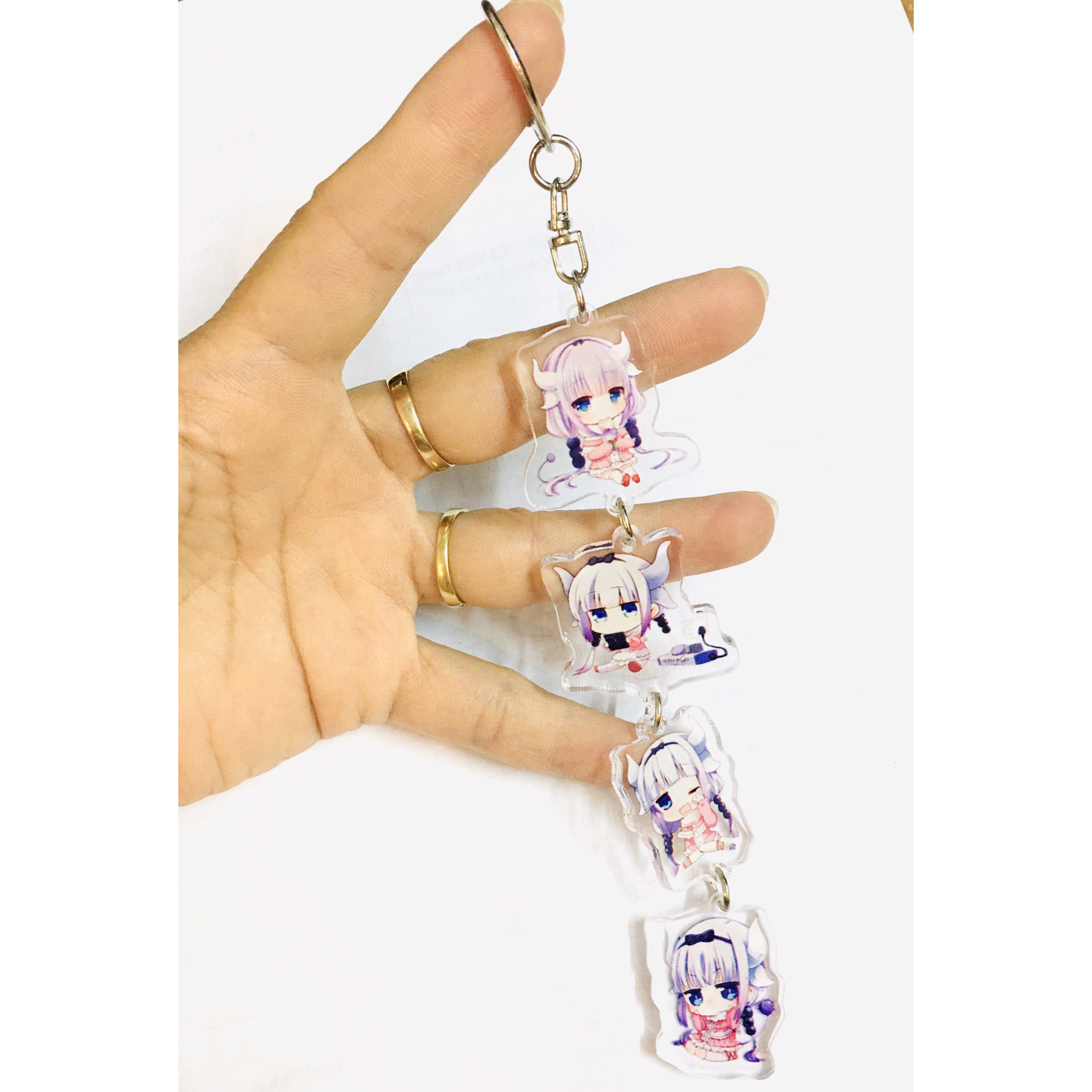 Móc khoá Maid Dragon: Kanna chùm 4 miếng mica trong