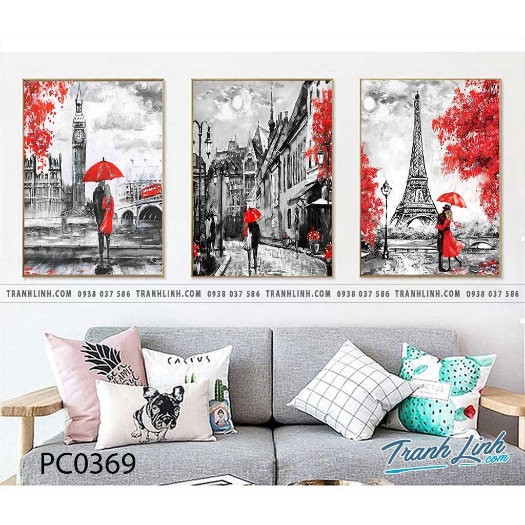 Bộ 3 tranh canvas đôi tình nhân trên những con phố