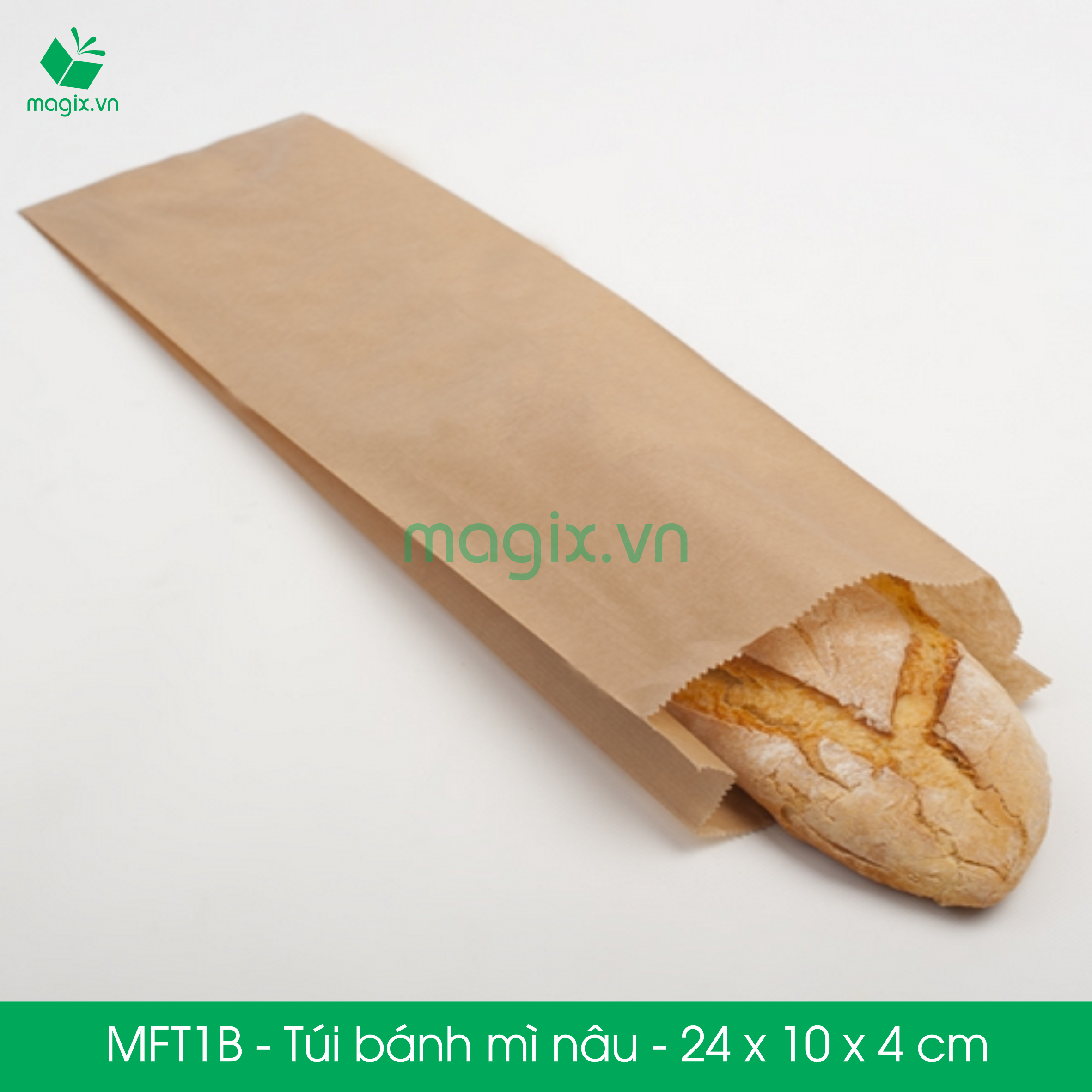 MFT1B - 24x10x4 cm - 100 Túi giấy bánh mì nâu