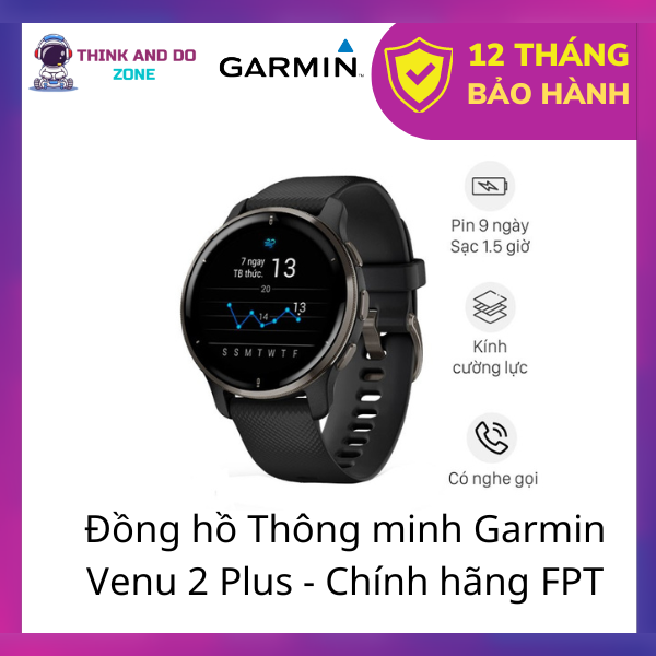 Đồng Hồ Thông Minh Garmin Venu 2 Plus dây silicone - Hàng Chính Hãng