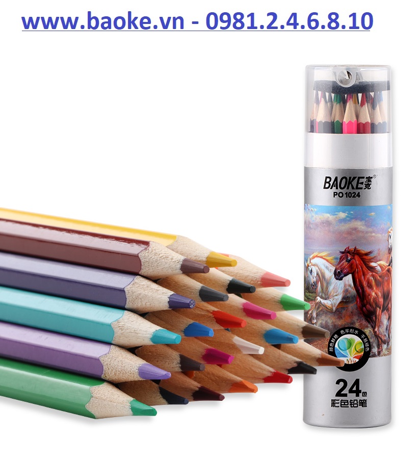 Bút chì 24 màu kèm gọt chì Baoke - PO1024