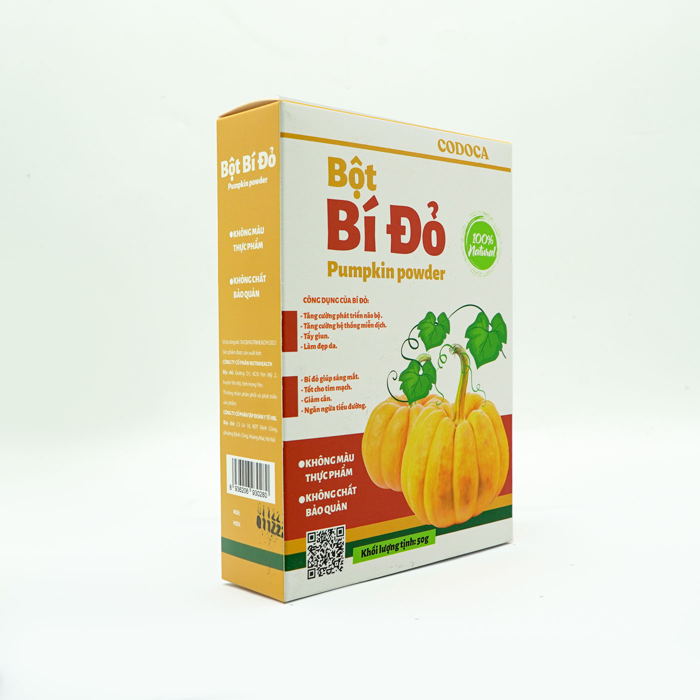 Bột Bí đỏ Codoca Nguyên Chất Sấy Lạnh (50g) Ăn dặm tiện lợi tốt cho bé, sáng mắt