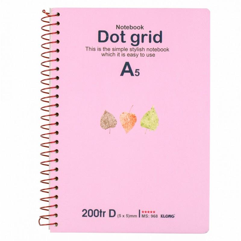 Sổ Dot Grid lò xo đơn KLONG A5 200 trang 70/76; MS: 968