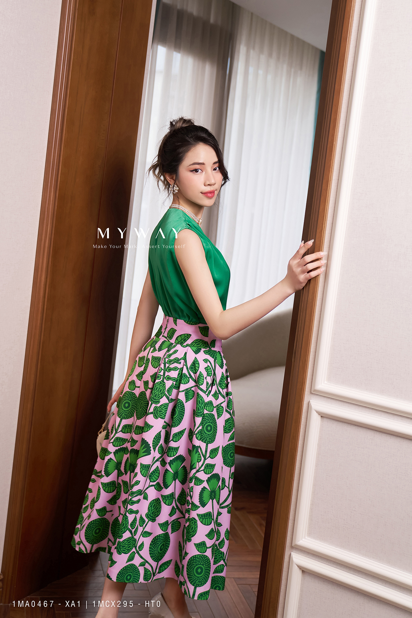 Set Áo Kiểu Và Chân Váy Xòe Dáng A Dự Tiệc Nữ My Way Sang Trọng 1MA0467-XA1 1MCX295-HT0