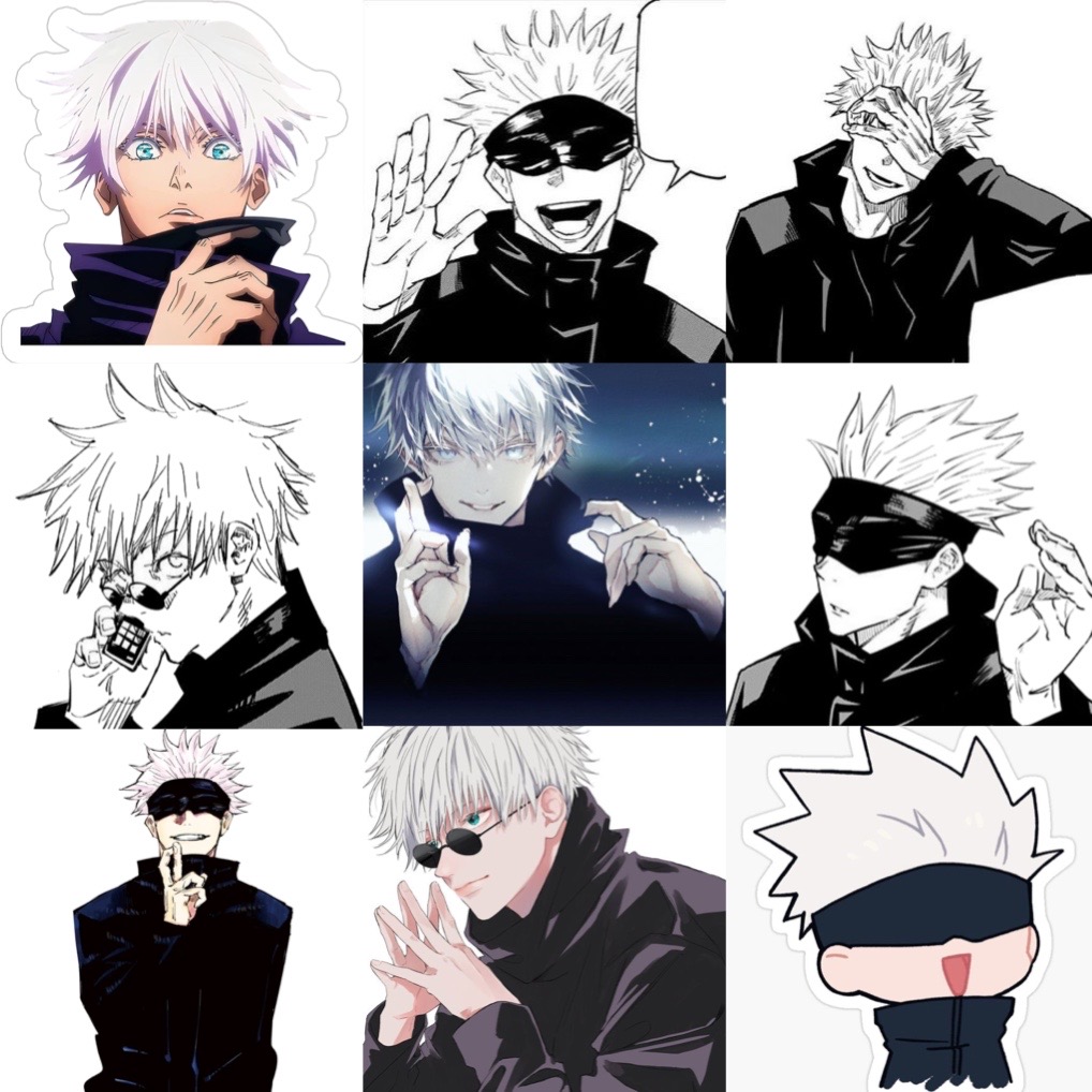 Sticker JuJutsu Kaisen Gojou Satoru Tapestry 30-60 cái ép lụa khác nhau/Hình dán Gojou Satoru