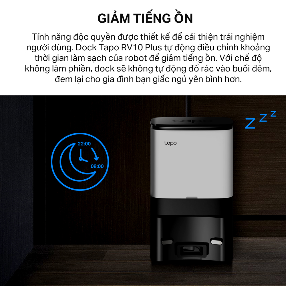 Robot Hút Bụi Và Lau Nhà + Dock Tự Động Đổ Rác Thông Minh TP-Link Tapo RV10 Plus - Hàng Chính Hãng