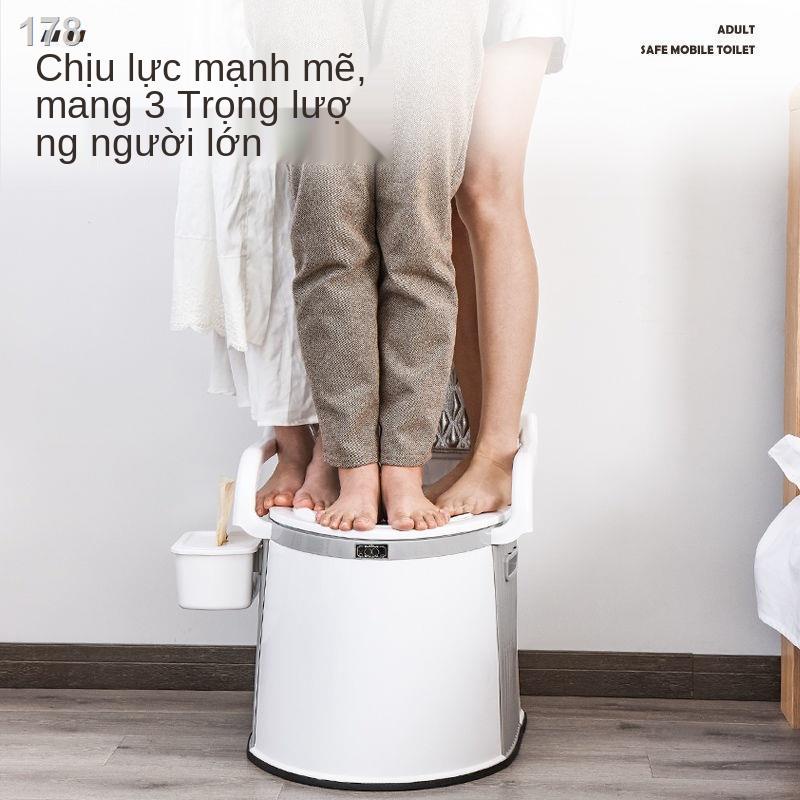 Bồn cầu di động loại lớn 2 chức năng cho người già, bà bầu , người bệnh tiện lợi chất liệu nhựa abs cao cấp có tay vịn đệm tựa lưngGhế Ngồi toilet Khử Mùi Tiện Dụng