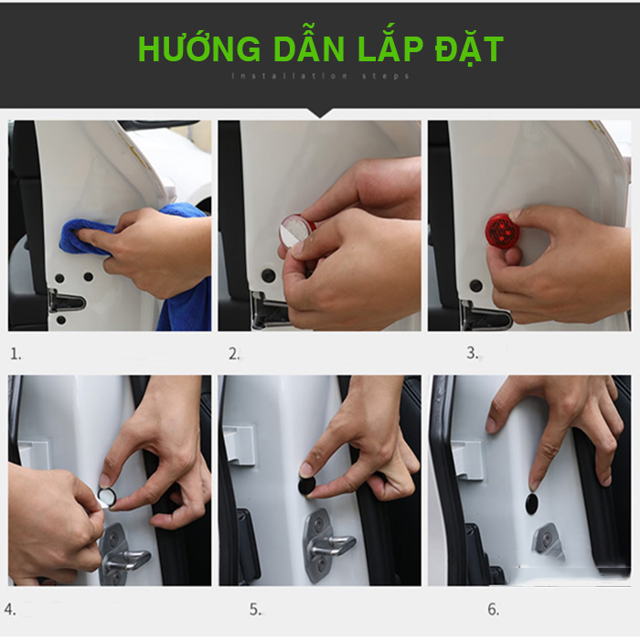 Bộ 04 Đèn Led Cảnh Báo Mở Cửa Xe Ô Tô + Tặng kèm thẻ ghi số điện thoại.