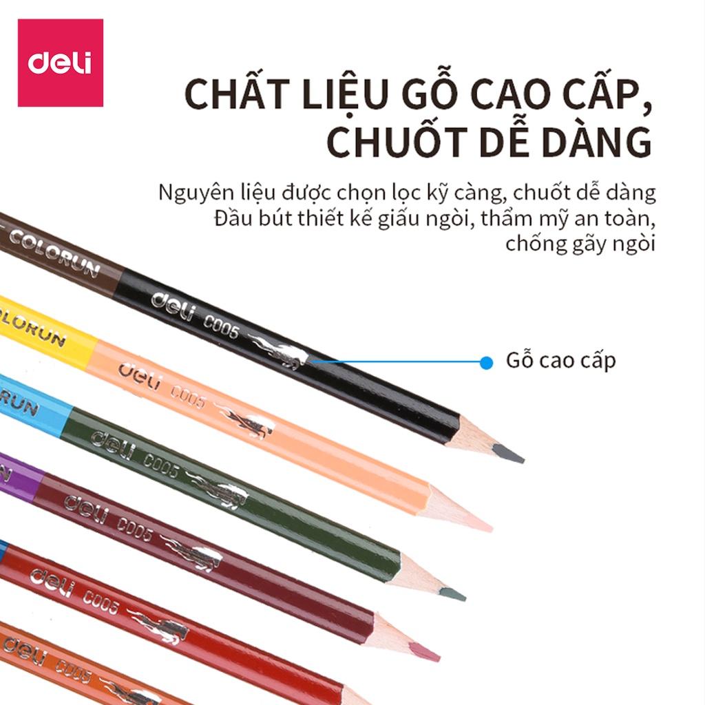 Bút Chì Màu Colorun 6 Cây 2 Đầu 12 Màu Cho Bé Vẽ Tranh Tô Màu Deli - EC00500