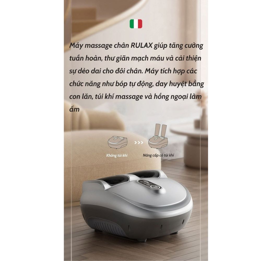 Máy Massage Chân Khí Nén Đa Năng Rulax, Có Túi Khí Ở Bắp Chân Túi Khí Massage Toàn Thân