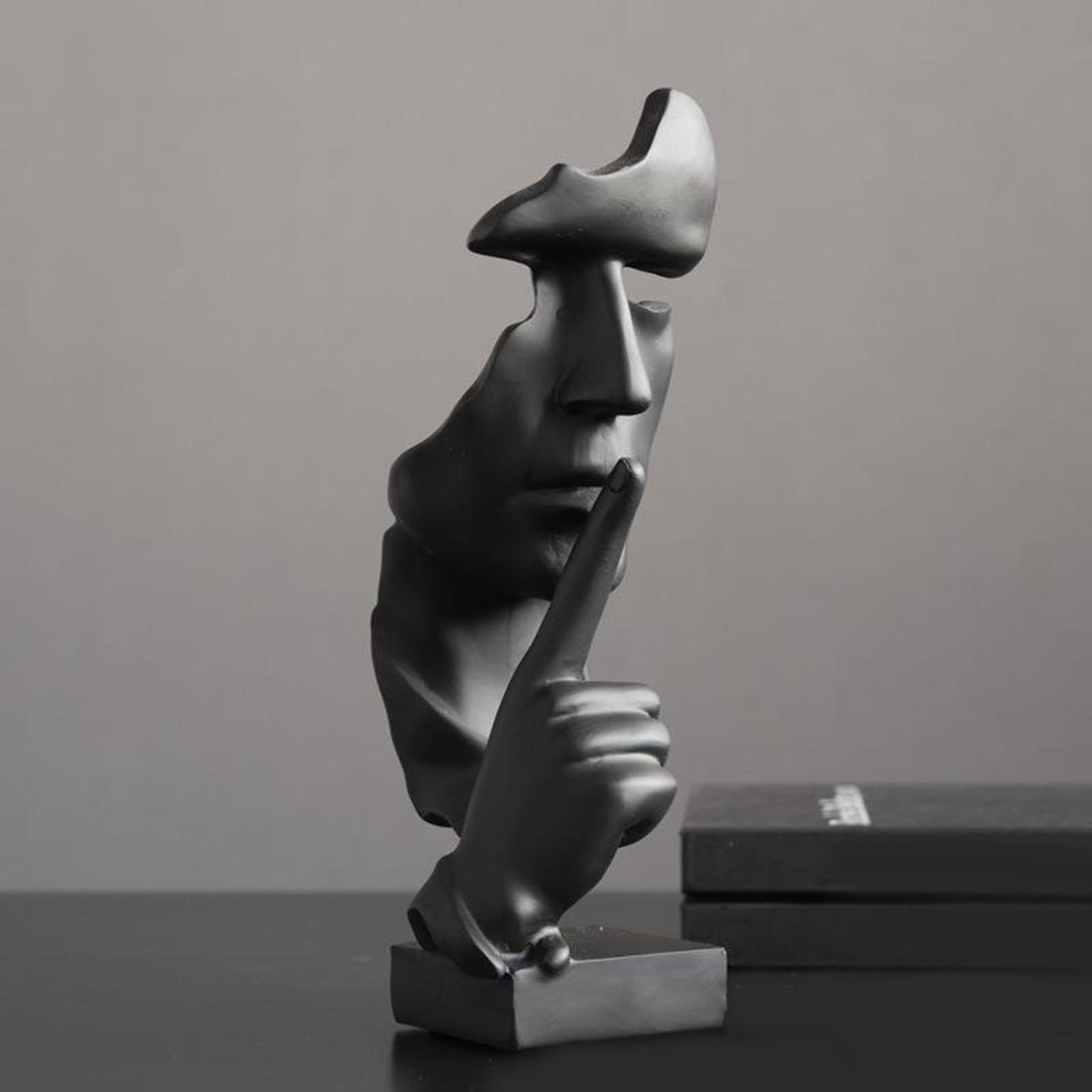 Silence is Golden Statue Thinker Sculpture Abstract Keep Silent