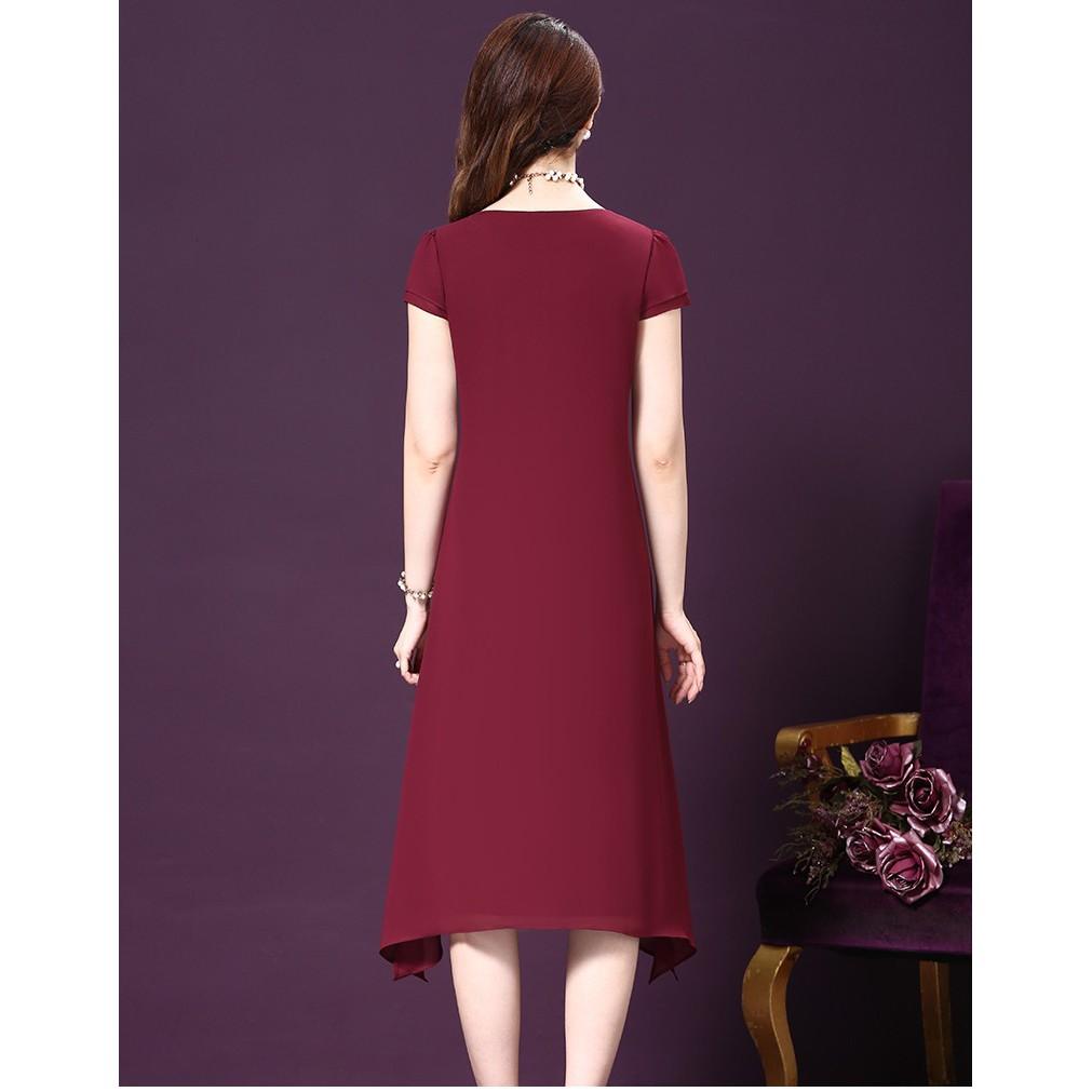 LB-19 ĐẦM SUÔNG TRUNG NIÊN TAY NGẮN PHỐI NÚT - HÀNG BIGSIZE