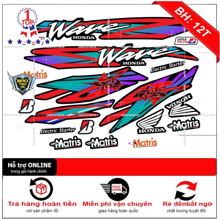 Tem rời dán xe wave nhỏ đời đầu chữ tàu dán xe đen - Bi Decal