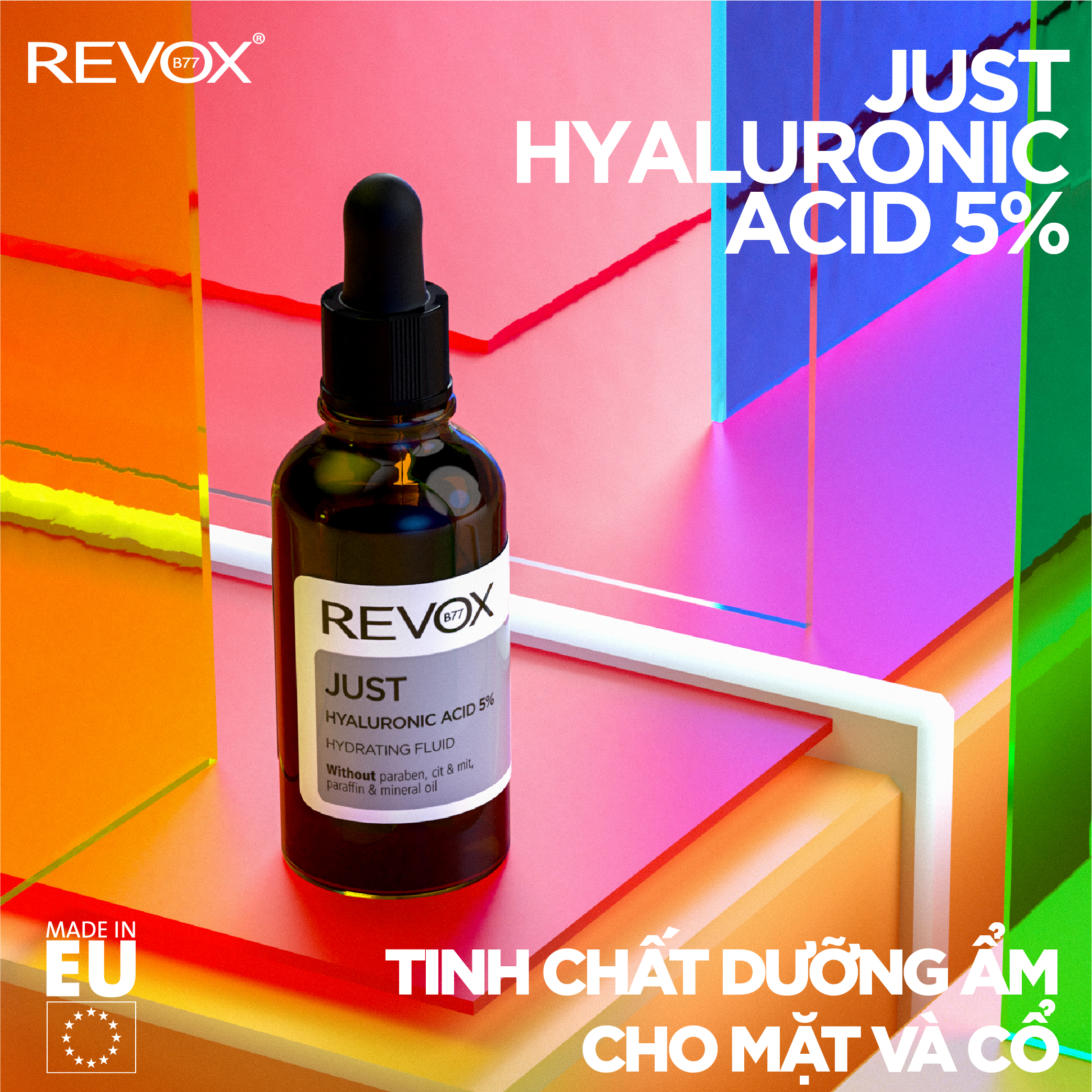 Tinh chất dưỡng ẩm cho mặt và cổ Revox B77 Just - Hyaluronic Acid 5%