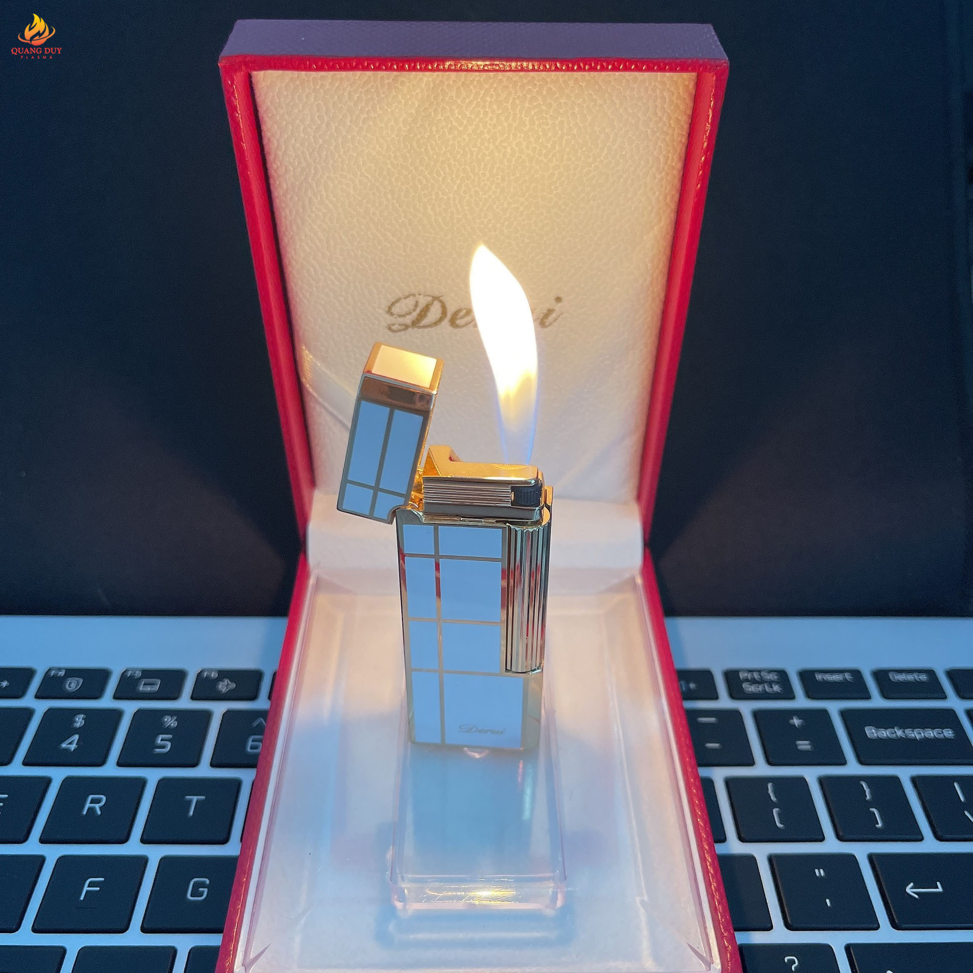 Bật lửa Derui lửa ngọn hộp quà tặng sang trọng, thiết kế nhỏ gọn