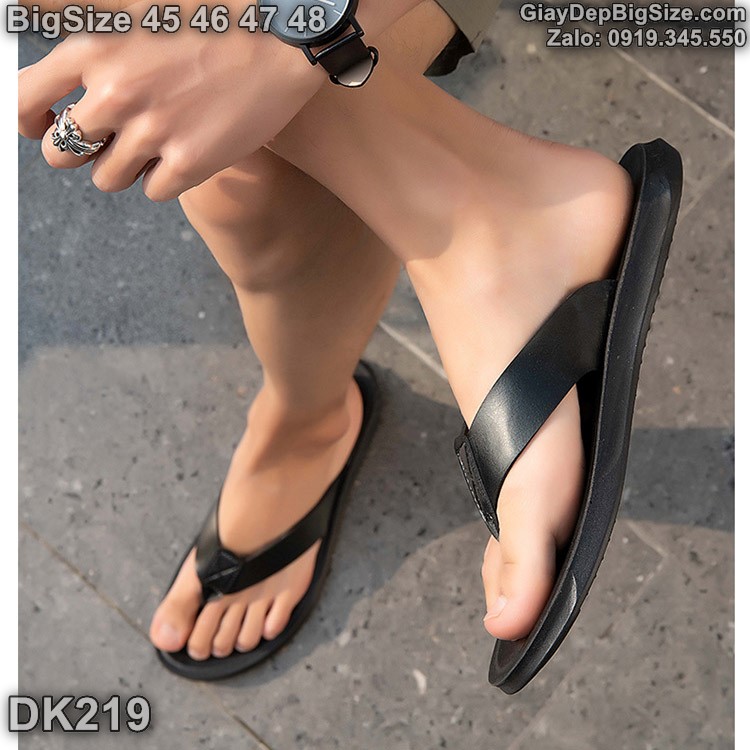 Dép kẹp xỏ ngón, dép tông cỡ lớn 45 46 47 48 cho nam cao to chân ú bè. Big size leather flip-flops for wide feet - DK219
