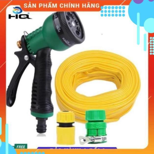 Vòi xịt rửa xe,Vòi phun nước tưới cây tăng áp thông minh 8 chế độ 815621-1 (cút vàng,nối xanh - dây vàng)