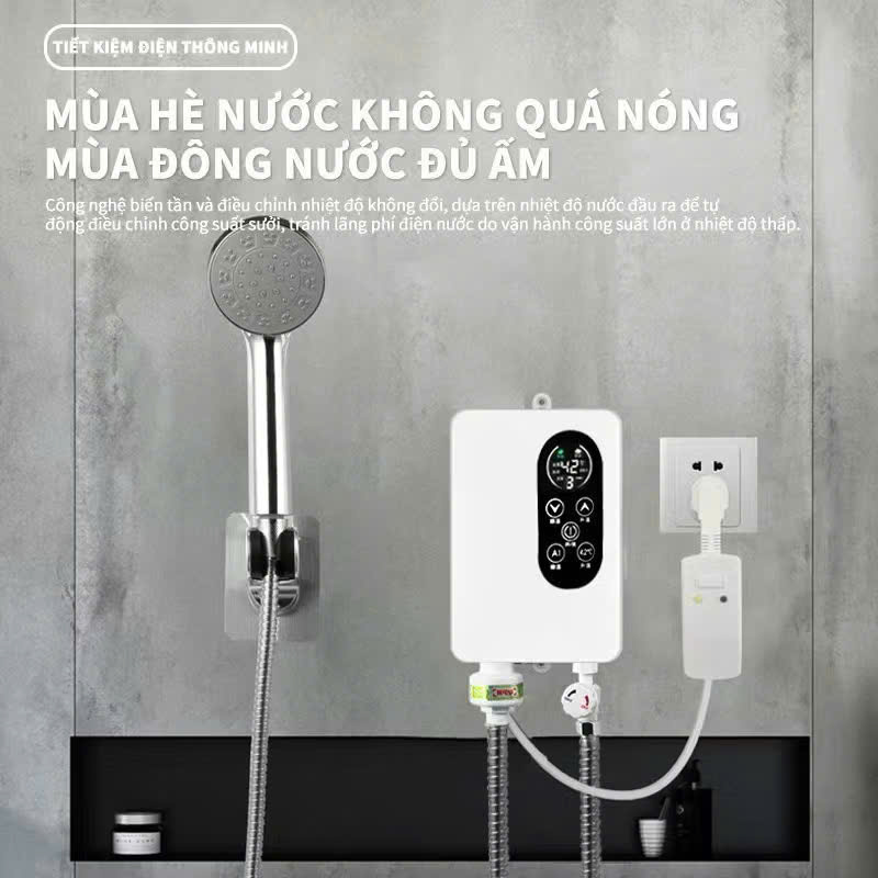 Bộ Máy Nước Nóng Trực Tiếp Kèm Vòi Sen LCD Cao Cấp, Chống Giật ELCB Loại Xin Phong Cách Châu Âu