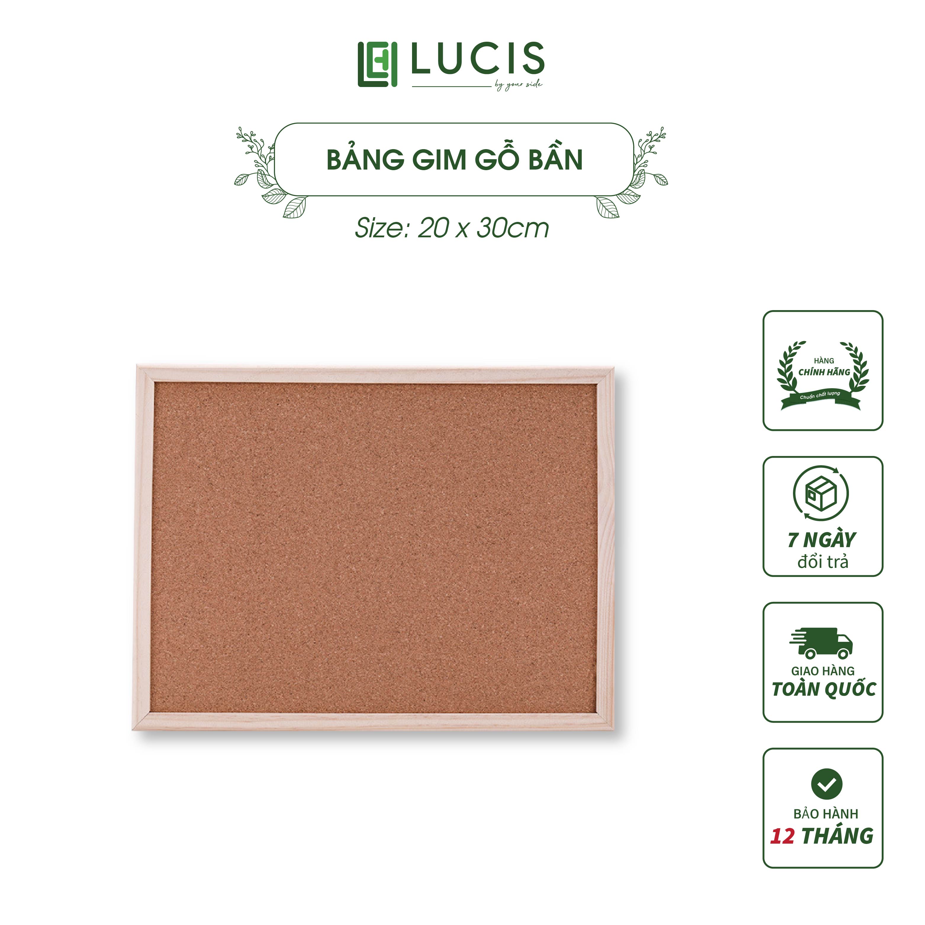 Bảng ghim gỗ bần, ghim tài liệu Lucis Decor (Tặng kèm đinh ghim, móc treo, dây treo)