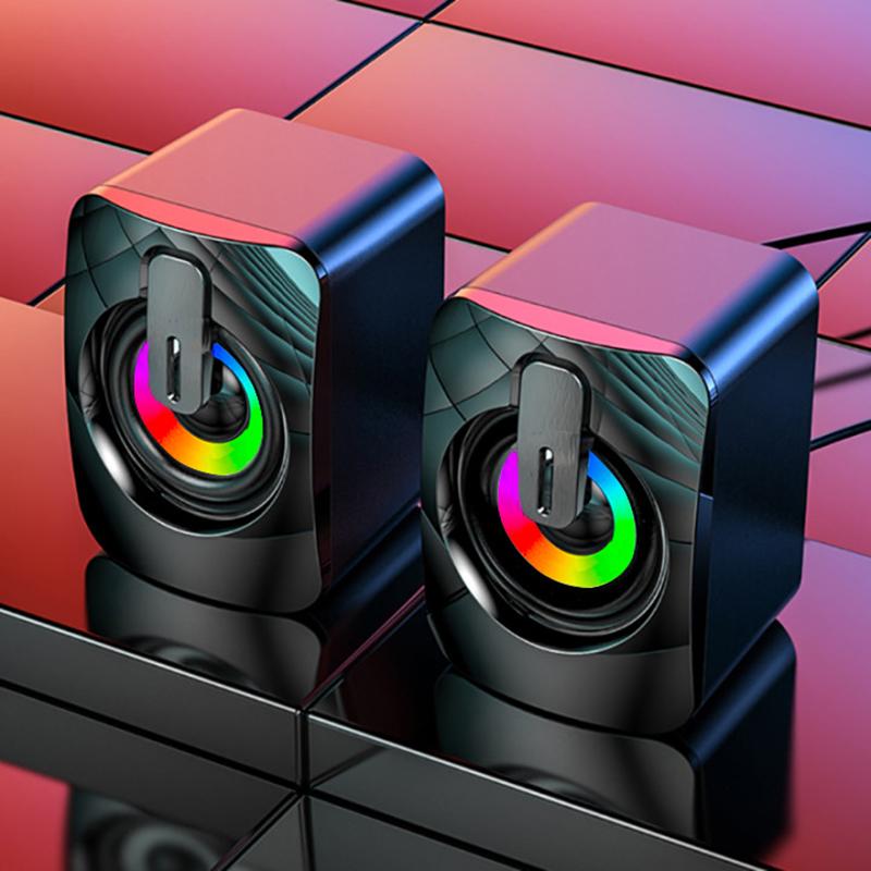 Loa máy tính Pc Sound Box Hifi Stereo Micrô USB có dây Caixa de Som với đèn LED cho máy tính để bàn màu máy tính: Cập nhật với đèn LED