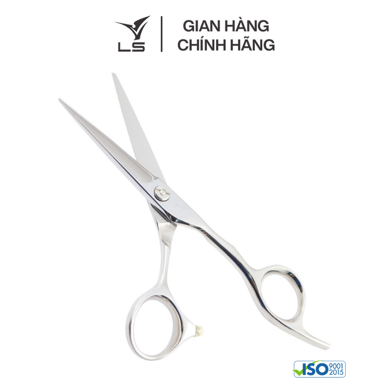 Kéo cắt tóc LS lưỡi thẳng quai offset phẳng đỡ ngón cố định CB13/5.0