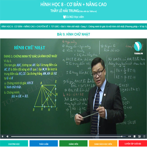 Khóa học HÌNH HỌC 8 - CƠ BẢN + NÂNG CAO thầy Lê Hải Trung - 09 tháng