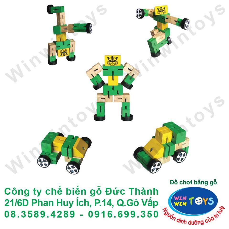 Xe biến hình robot siêu ngầu - Robo luồn thun Winwintoys - Đồ chơi gỗ an toàn