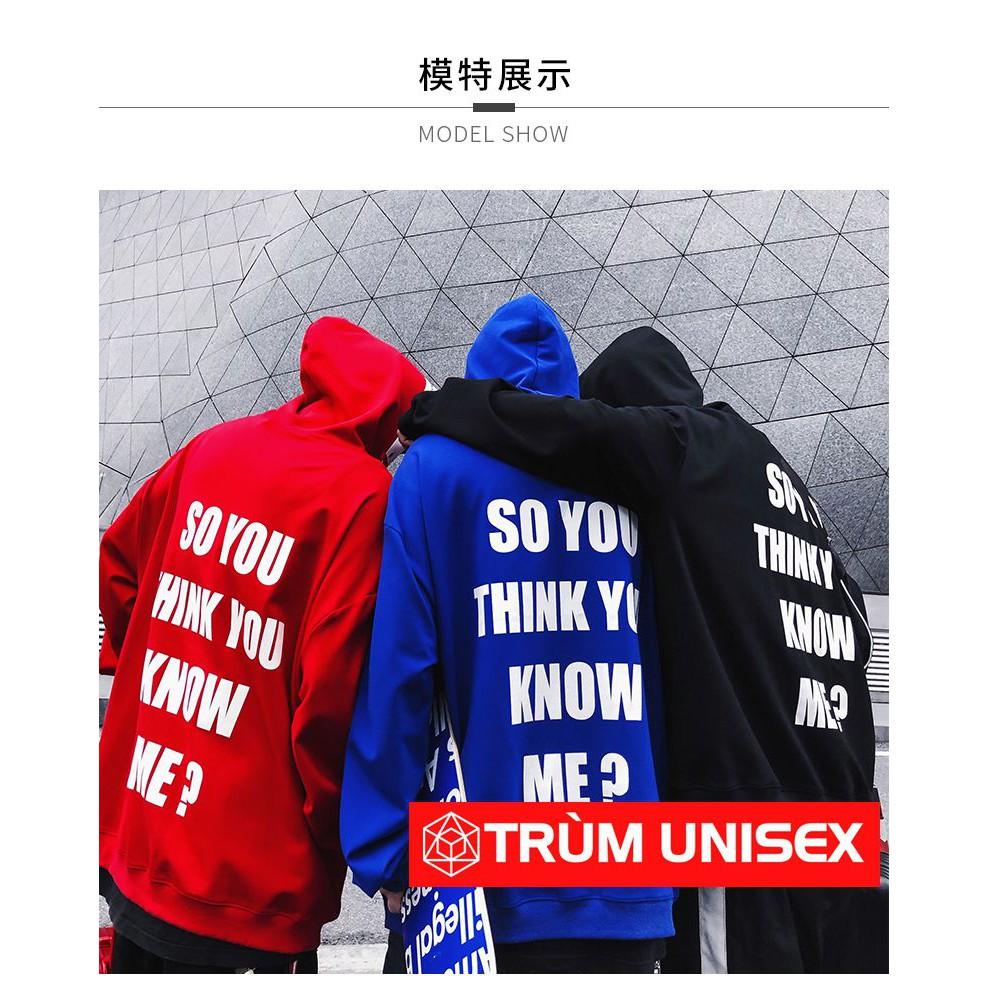 Áo Hoodie Thun Nỉ Nam Dài Tay Có Mũ Kiểu Dáng Thời Trang màu xanh SO YOU THINK YOU NOW ME aothununisex