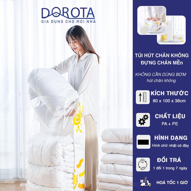 Túi hút chân không đựng chăn mền quần áo DOROTA không cần dùng bơm tái sử dụng bọc để đồ 80x100x38cm LT813