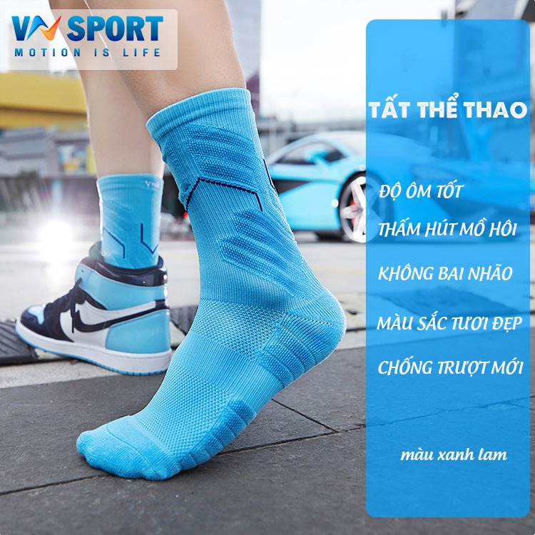 Tất Bóng Rổ, Tất Bóng Chuyền Chuyên Nghiệp V-pro. Dòng Tất Thể Thao Cao Cấp Có Độ Ôm Và Bảo Vệ Cổ Chân Tốt - Thấm Hút Mồ Hôi Và Rất Êm