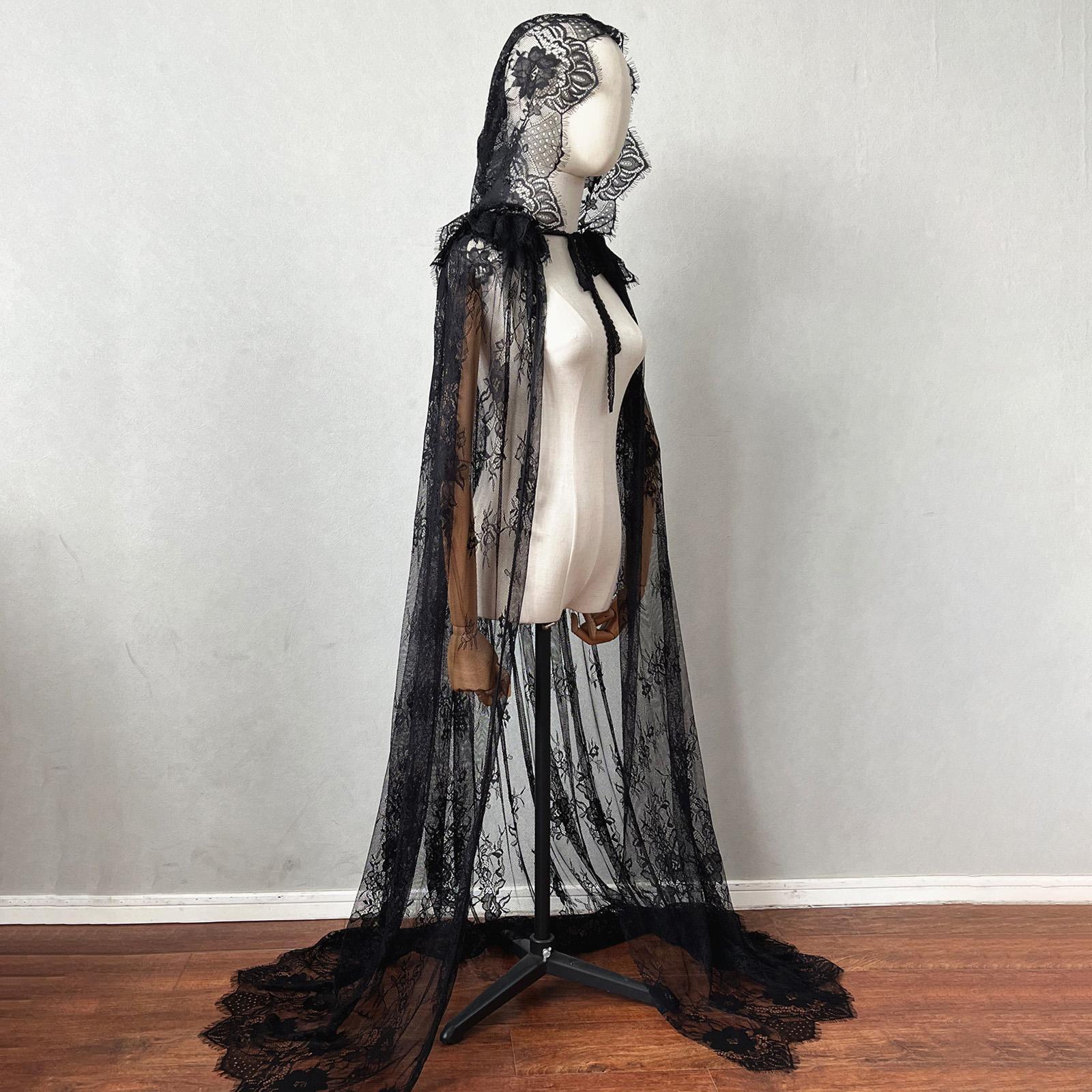 Long Hooded Cloak Cape Hooded Cape Open Front Floor Length Wedding Bridal Cloak for Women Halloween Costume for Medieval Costumes Masquerade