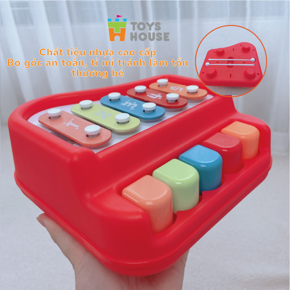 Đồ chơi đàn piano kết hợp gõ Xylophone 5 phím cho bé ToysHouse 8011 - đồ chơi nhạc cụ cho bé 9 tháng trở lên