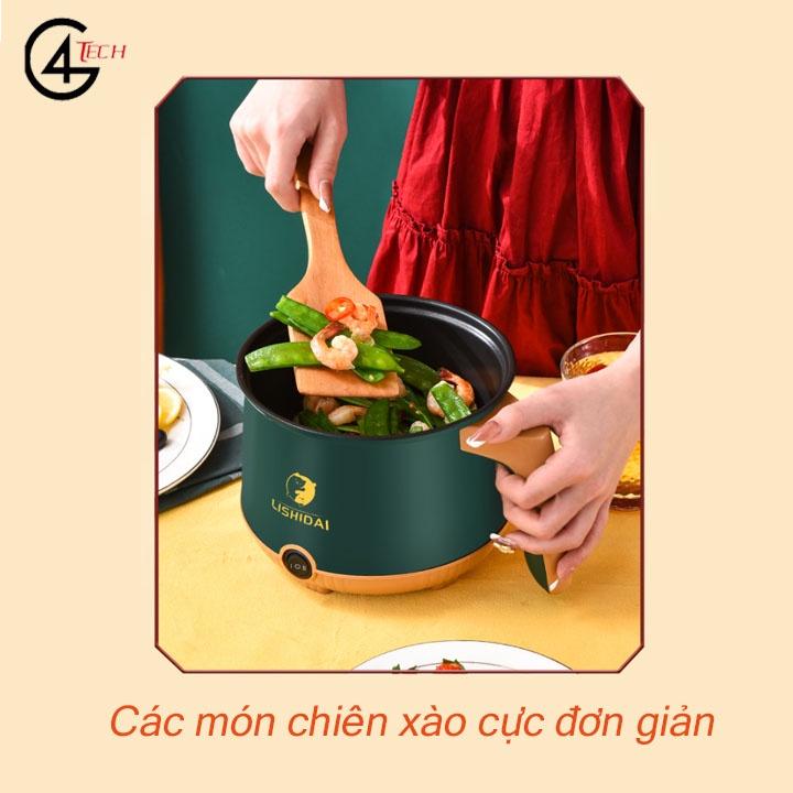 Nồi Điện Mini Shiban 2 Tầng Đa Năng Tặng Kèm Khay Hấp ( Chiên, Xào, Nấu ăn, nấu cơm, nấu lẩu mini )