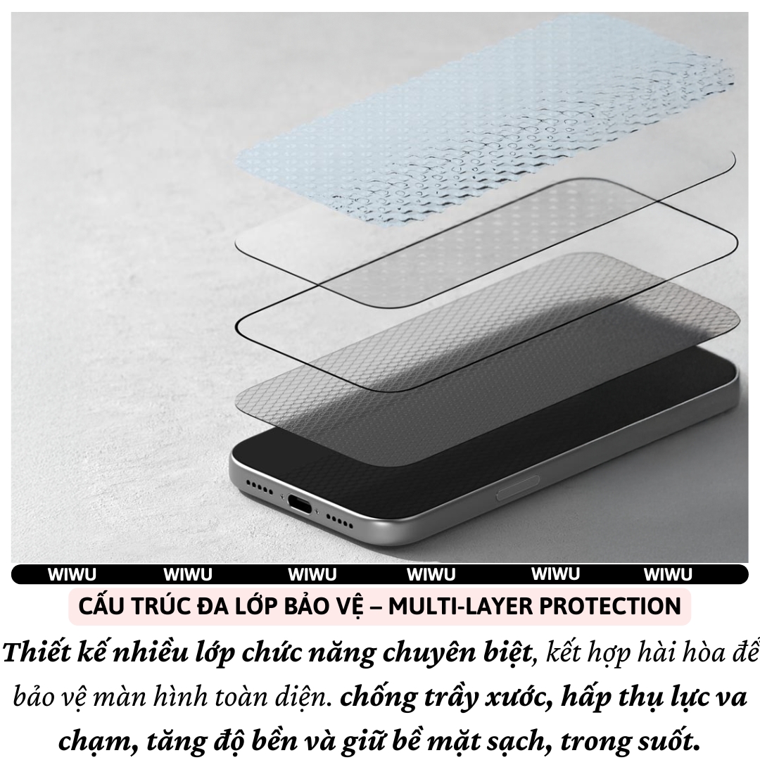 Dán kính cường lực Full màn hình WIWU UltraClear HD Transparency 9H cho iPhone 17 Air 16 15 14 13 12 11 Pro Max / Plus - Trong Suốt HD, Chống Trầy, Chống Vân Tay Cho iPhone, Lớp phủ Oleophobic cao cấp - Hàng nhập khẩu