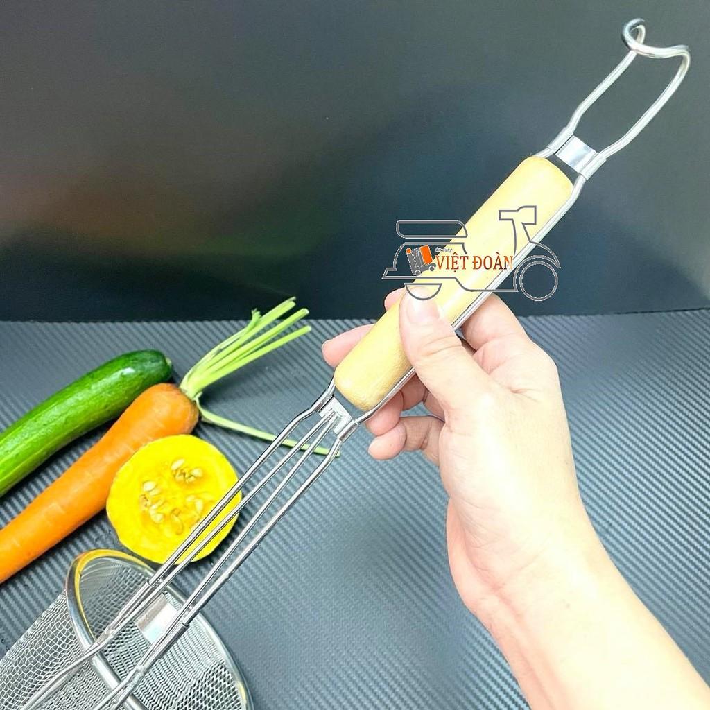 Vợt Trụng Hủ Tiếu, Mì 50cm - Sâu Lòng, INOX DÀY KHÔNG RỈ TAY CẦM GỖ CHẮC CHẮN