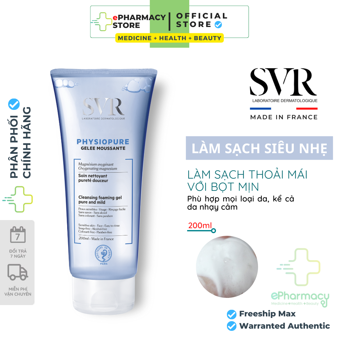 Gel Rửa Mặt Dành Cho Da Nhạy Cảm SVR Physiopure Gelée Moussante Tuýp 200ml - PGM