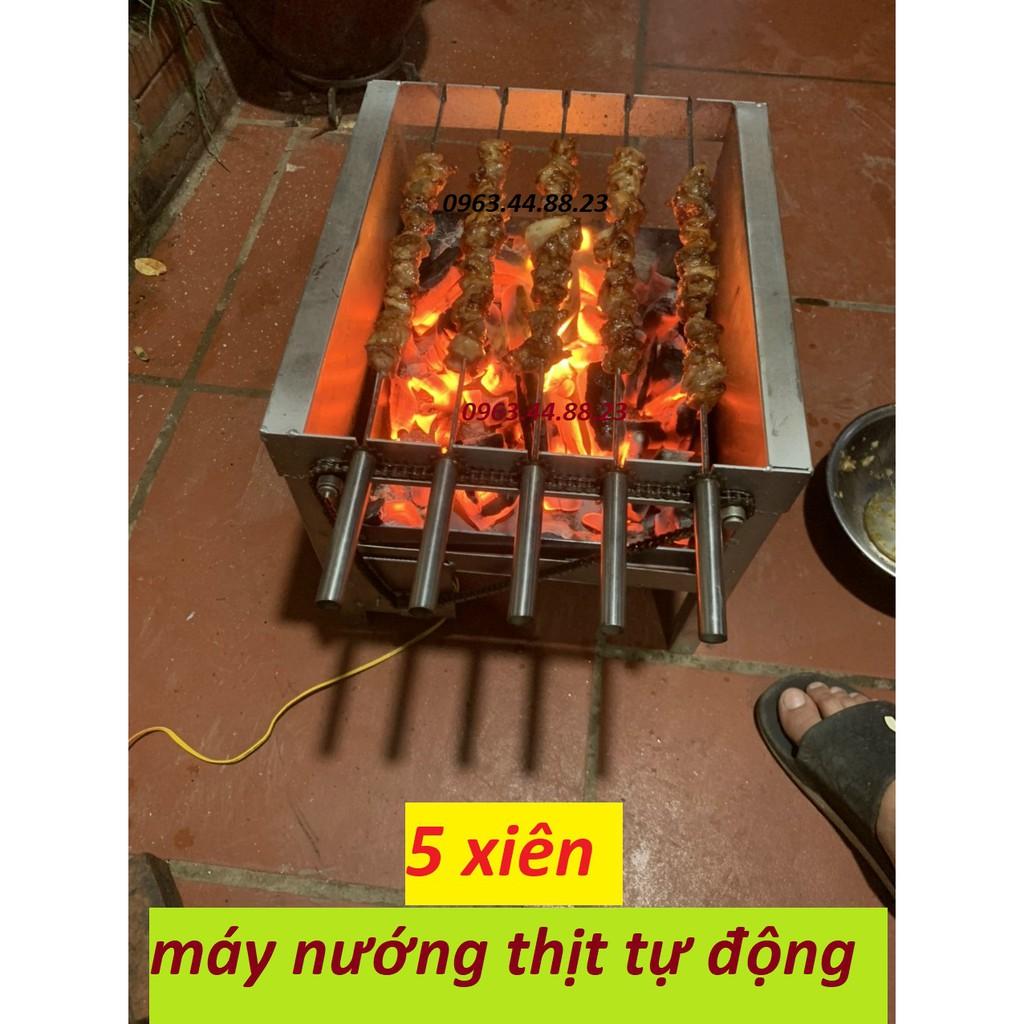 Máy nướng thịt, chả mini tự động chuẩn (5 xiên 100% inox đi kèm máy)