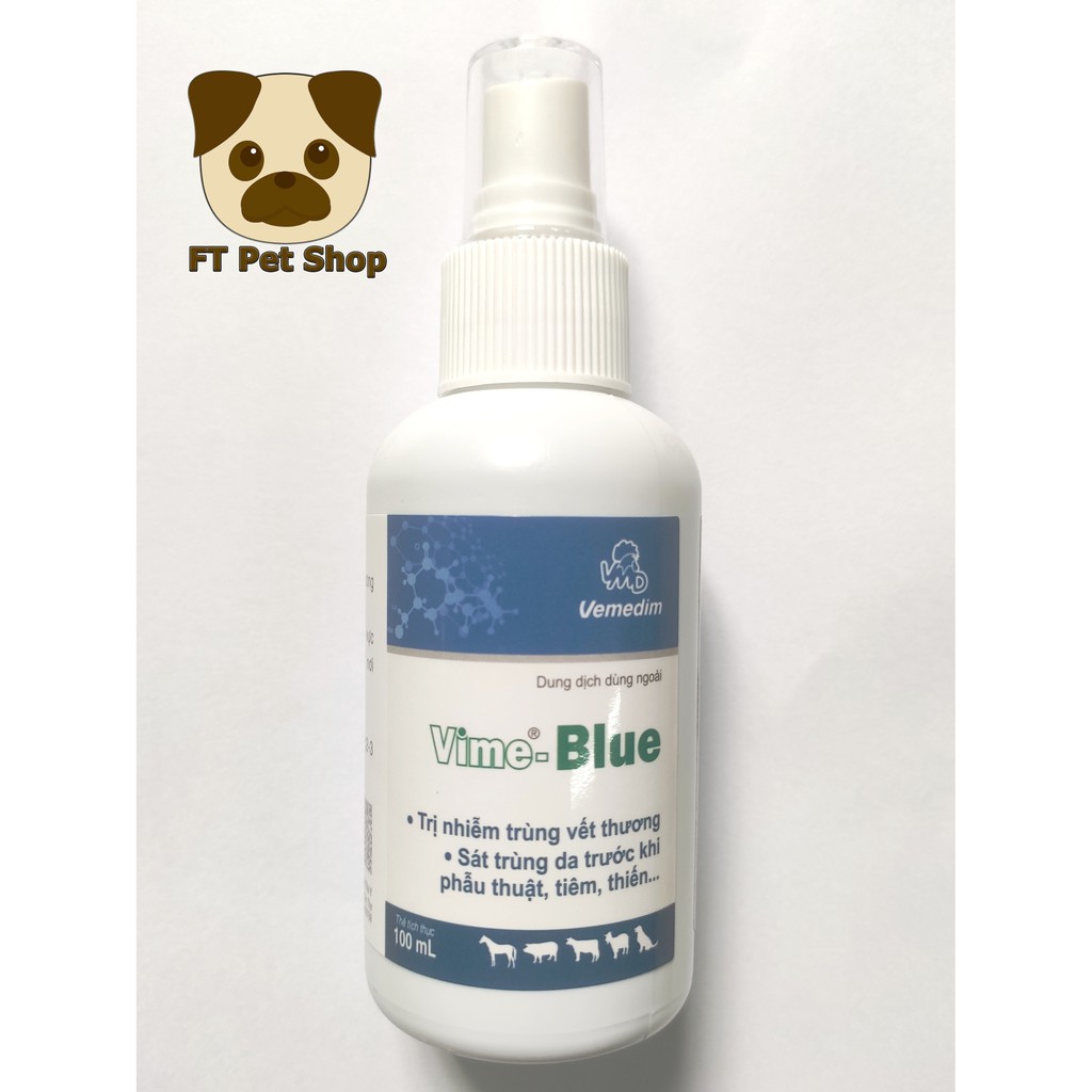 Xịt Ghẻ Vết Thương Cho Chó Mèo Thú Cưng Vime Blue 100ml