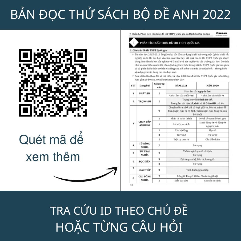 Bộ đề minh hoạ trắc nghiệm khối D7, sách luyện đề ôn thi thpt quốc gia môn toán hoá anh moonbook