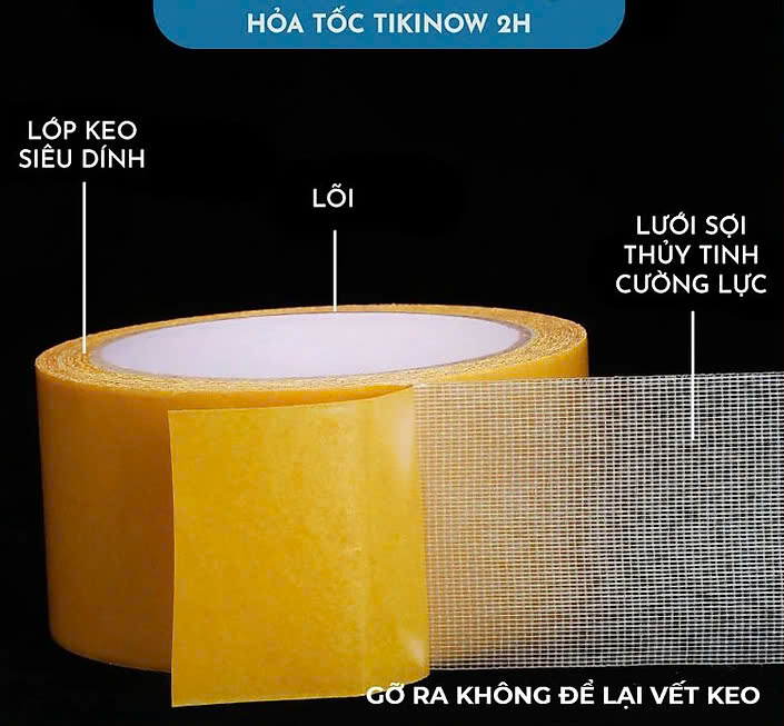 10mm*10m COMBO 2 CUỘN Keo 2 Mặt Sợi Thủy Tinh Cường Lực Dán Thảm Trải Sàn, Keo Chống Nước, Không Để Vết Keo