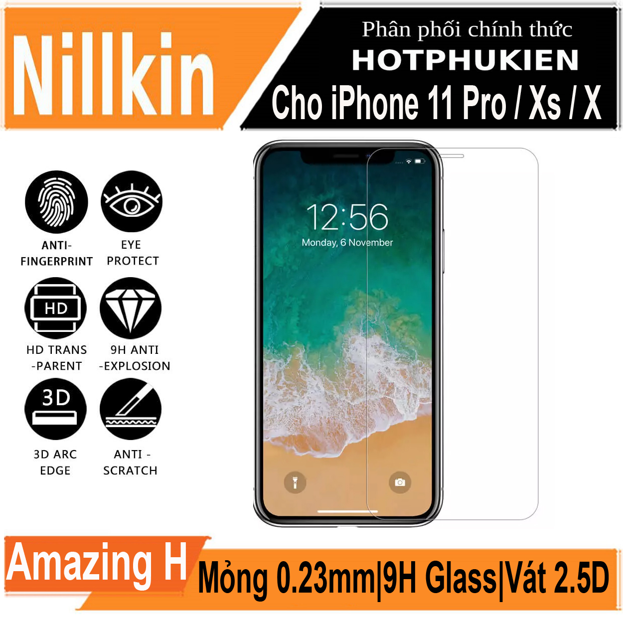 Miếng dán kinh cường lực cho iPhone 11 Pro / iPhone X / Xs hiệu Nillkin - Hàng chính hãng