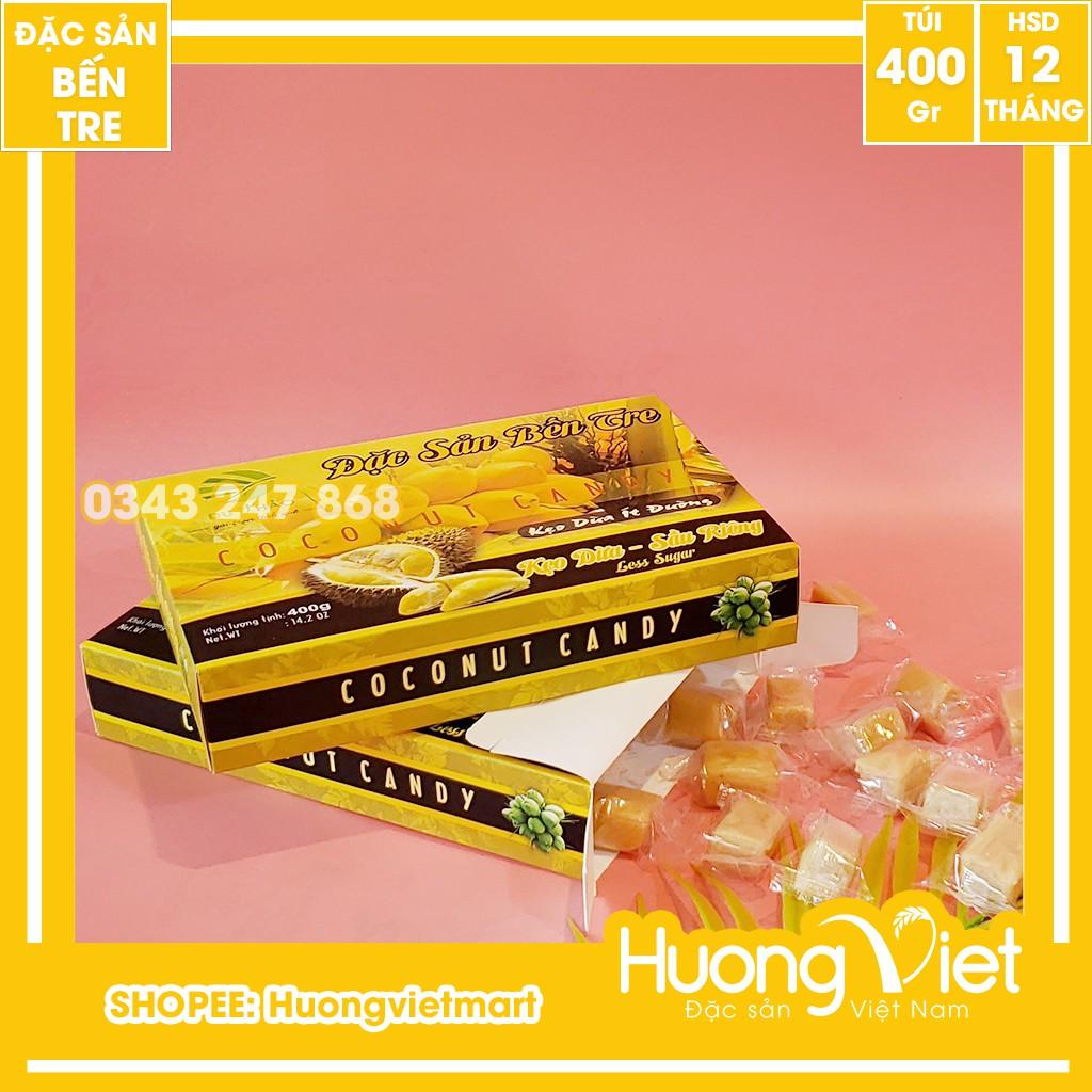 Kẹo dừa sầu riêng ít đường Du Thảo 400g, kẹo dừa Bến Tre, kẹo dừa ít ngọt