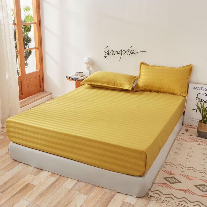 Set ga và 2 vỏ gối cotton 3F kẻ sọc khách sạn
