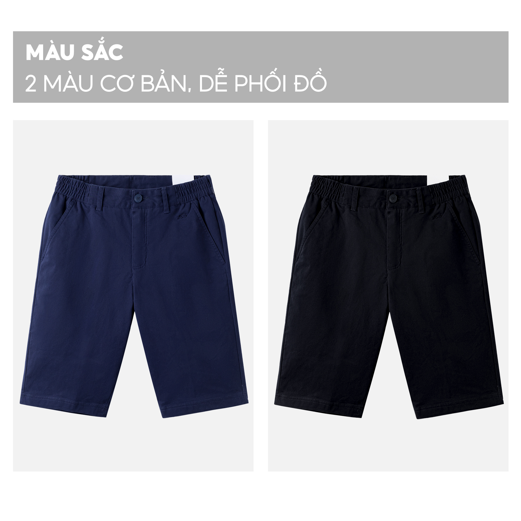 Quần Short Kaki Nam 5S Premium, Chất Cotton Cao Cấp, Cạp Phối Chun Hai Bên Hông, Co Giãn Thoải Mái (QSK23003)