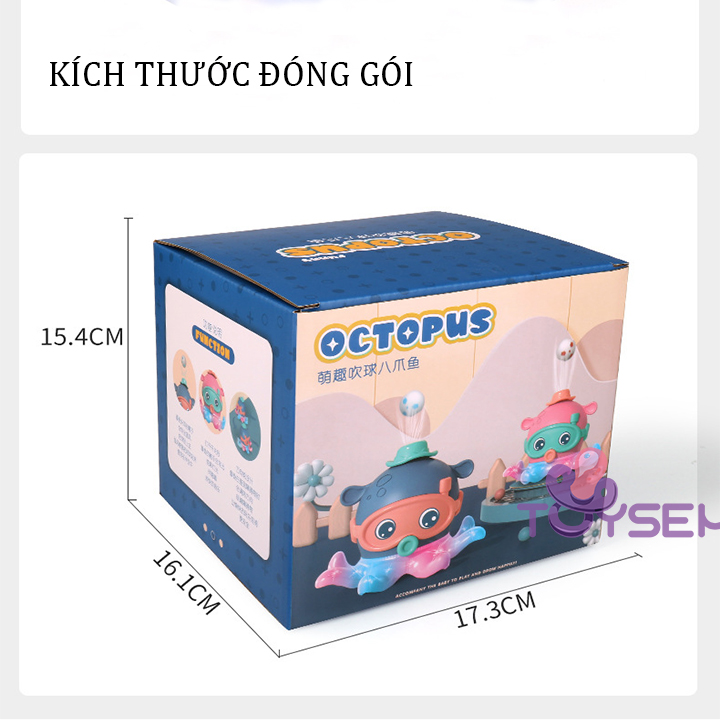 Đồ chơi bạch tuộc thổi bóng có đèn và nhạc xoay 360 độ vui nhộn - Đồ chơi trẻ em có âm thanh - Con mực biết bò - Quà tặng sinh nhật cho bé