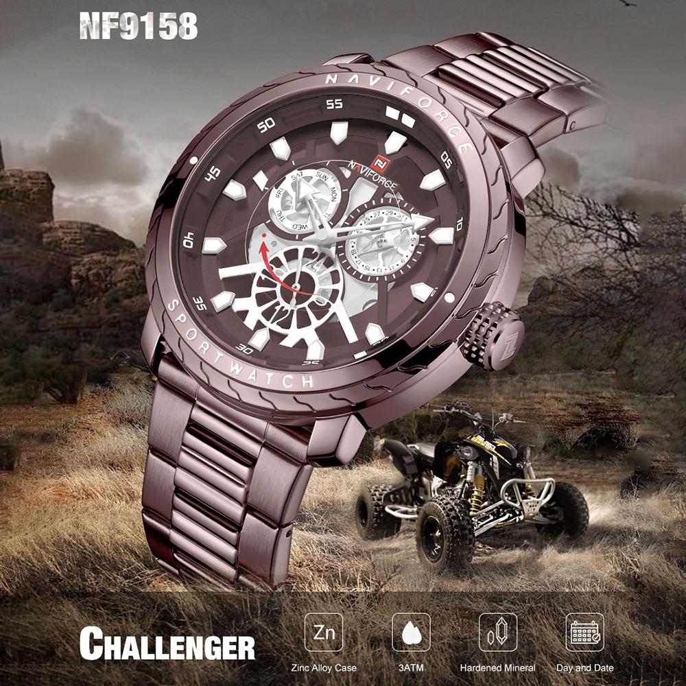 Đồng hồ đeo tay thạch anh Thời trang NAVIFORCE Dây đeo bằng thép không gỉ