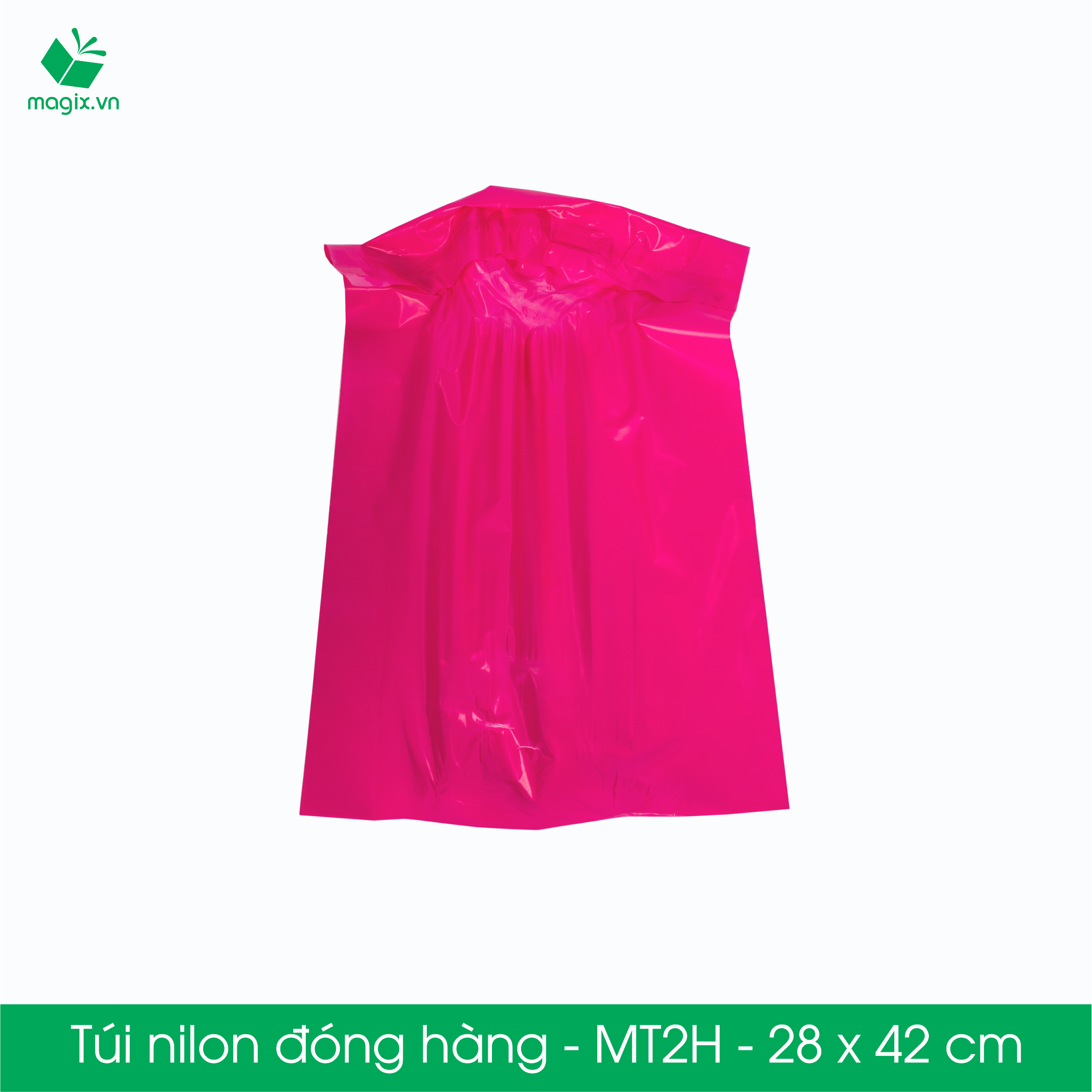 MT2H - 28x42 cm - Túi nilon gói hàng - 300 túi niêm phong đóng hàng màu hồng